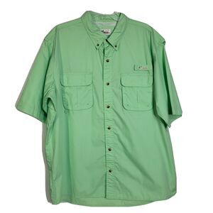 World Wide Sportsman Mens Shirt Size XL Button Down Green Vented Fishing Pockets